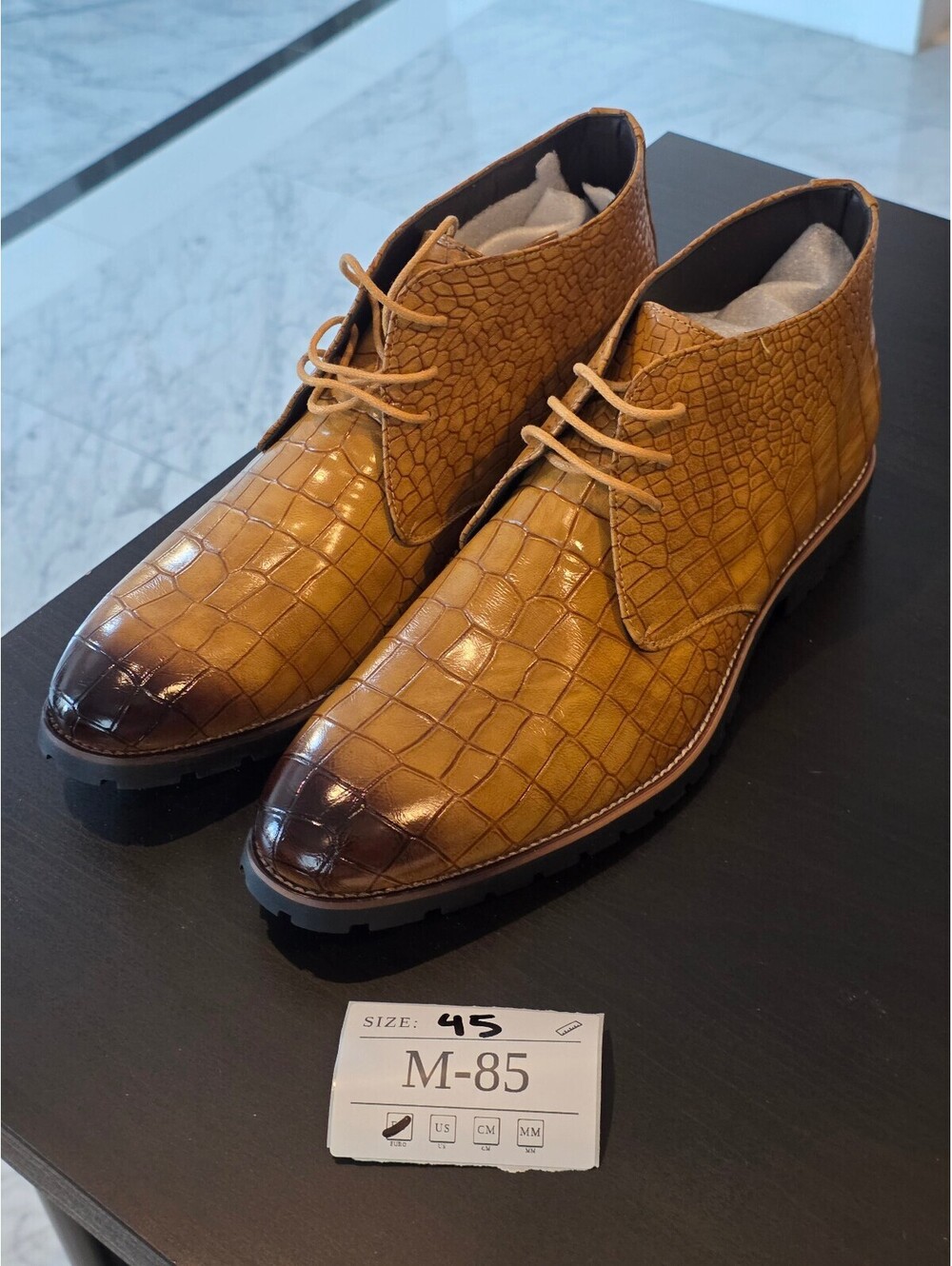 Men's Croc-Embossed Leather Chukka Boots - Brown